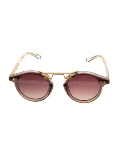 Pre-owned Krewe Round Gradient Sunglasses In Grey