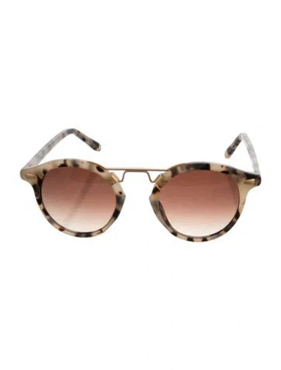 Pre-owned Krewe Round Gradient Sunglasses In Neutrals