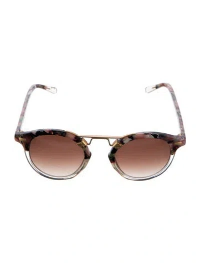 Pre-owned Krewe Round Gradient Sunglasses In Purple