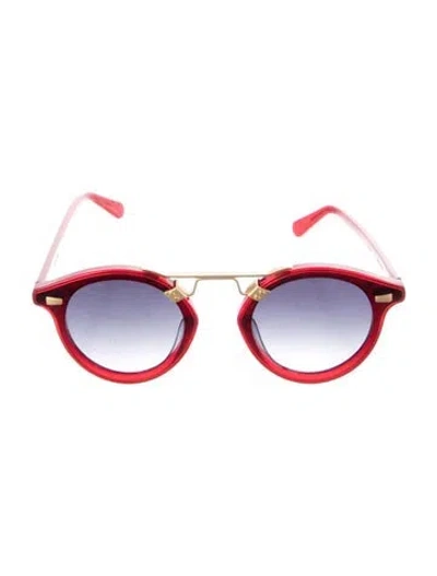 Pre-owned Krewe Round Gradient Sunglasses In Red