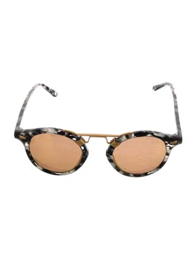 Pre-owned Krewe Round Mirrored Sunglasses In Black