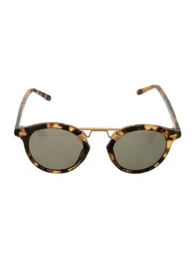 Pre-owned Krewe Round Mirrored Sunglasses In Brown
