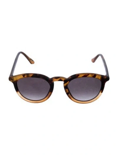 Pre-owned Krewe Round Mirrored Sunglasses In Brown