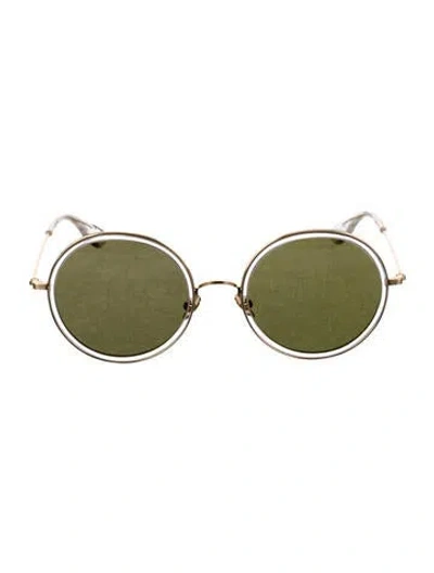 Pre-owned Krewe Round Mirrored Sunglasses In Gold