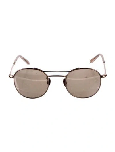 Pre-owned Krewe Round Mirrored Sunglasses In Gold