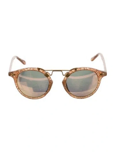 Pre-owned Krewe Round Mirrored Sunglasses In Pink