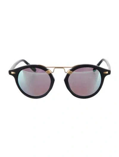Pre-owned Krewe Round Mirrored Sunglasses W/ Tags In Black