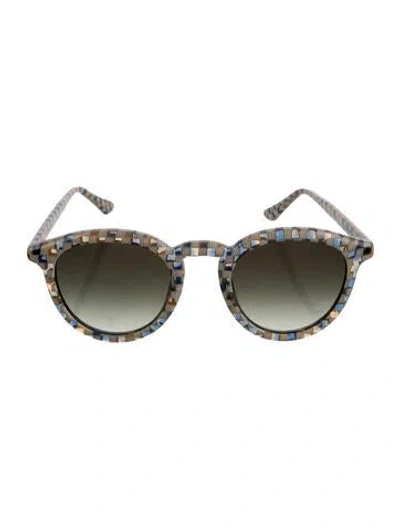 Pre-owned Krewe Round Mirrored Sunglasses In White