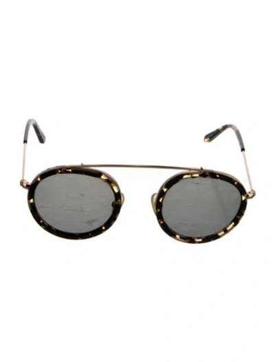 Pre-owned Krewe Round Tinted Sunglasses In Black