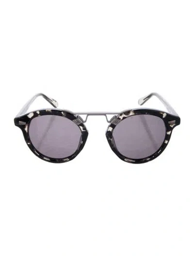 Pre-owned Krewe Round Tinted Sunglasses In Black