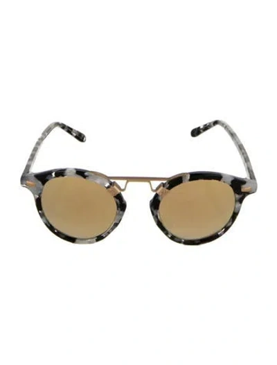 Pre-owned Krewe Round Tinted Sunglasses In Black