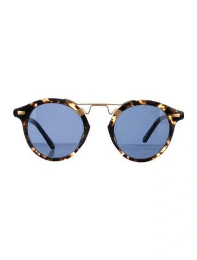 Pre-owned Krewe Round Tinted Sunglasses In Black