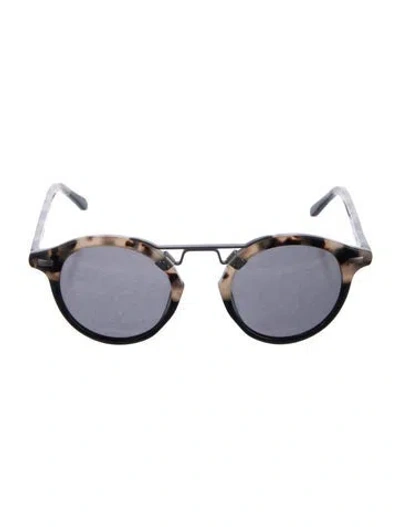 Pre-owned Krewe Round Tinted Sunglasses In Black/brown