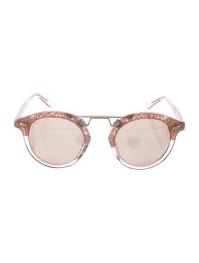 Pre-owned Krewe Round Tinted Sunglasses In Blue