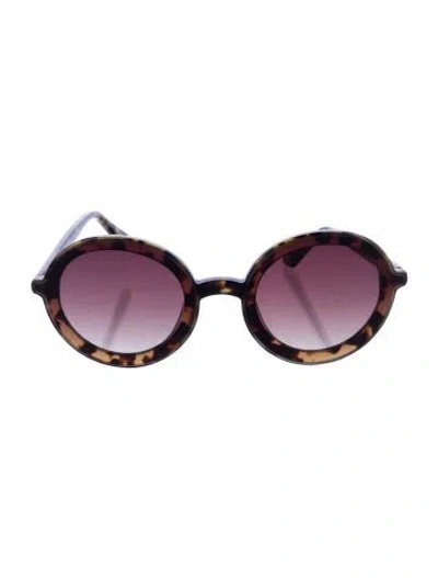 Pre-owned Krewe Round Tinted Sunglasses In Brown