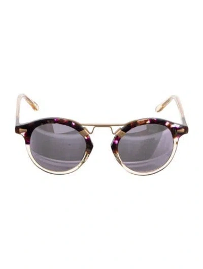 Pre-owned Krewe Round Tinted Sunglasses In Brown