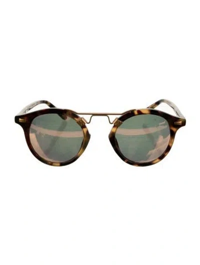 Pre-owned Krewe Round Tinted Sunglasses In Brown