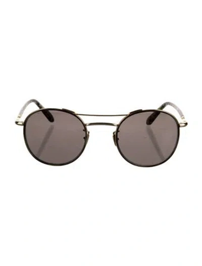 Pre-owned Krewe Round Tinted Sunglasses In Gold