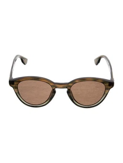 Pre-owned Krewe Round Tinted Sunglasses In Green