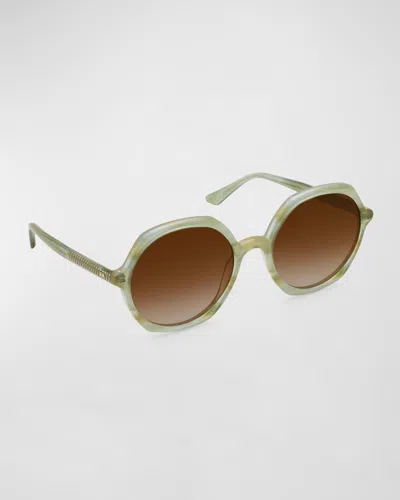 Krewe Sophia Acetate Round Sunglasses In Green