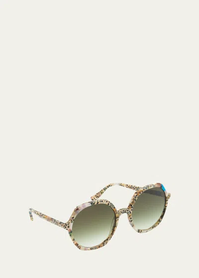 Krewe Sophia Round Multi-color Acetate Sunglasses In Poppy