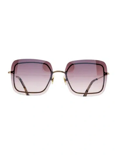 Pre-owned Krewe Square Gradient Sunglasses In Gold