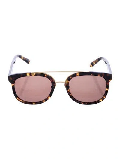 Pre-owned Krewe Square Tinted Sunglasses In Brown
