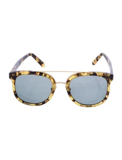 Pre-owned Krewe Square Tinted Sunglasses In Brown/gold