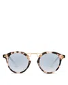 Krewe St. Louis 24k Round Sunglasses, 46mm In Matte Sunday Tortoise Gold/silver Gradie