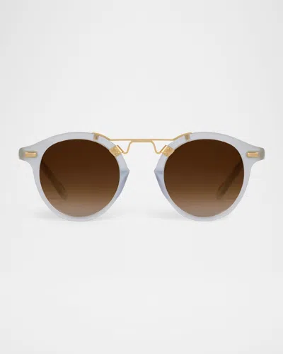 Krewe St. Louis Acetate & Stainless Steel Round Sunglasses In Blue