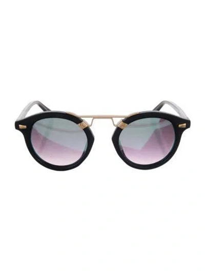 Pre-owned Krewe St Louis Round Sunglasses In Black/gold