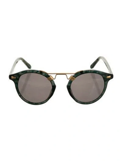 Pre-owned Krewe St. Louis Round Sunglasses In Green