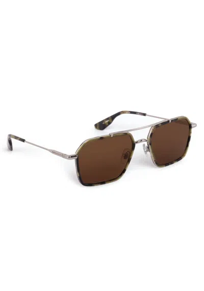 Krewe Unisex Emery Aviator Non-polarized Sunglasses In Silver + Tortuga In Brown