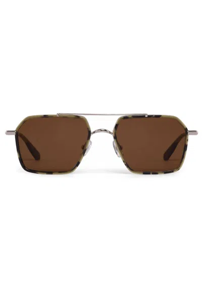 Krewe Unisex Emery Sunglasses In Silver + Tortuga In Brown
