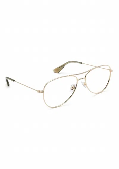 Krewe Unisex Harper Aviator Eyeglasses In 12k Titanium Verde In Gold