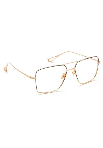 Krewe Unisex Reynolds Aviator Eyeglasses In 18k Matte Black Fade Titanium In Gold