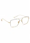 Krewe Unisex Reynolds Eyeglasses In 18k Matte Black Fade / Titanium In Gold