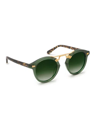 Krewe Unisex Stl Ii Round Polarized Sunglasses In Bottle Green + Zulu 24k