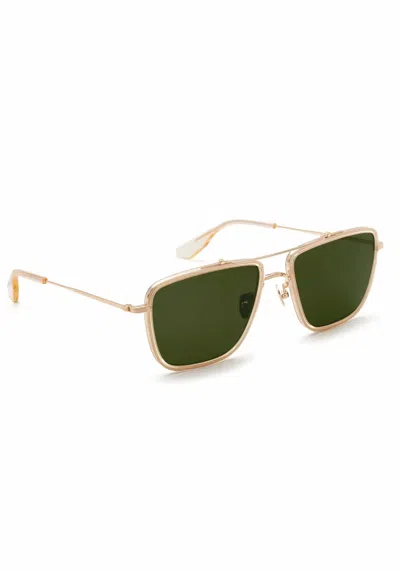 KREWE UNISEX VAIL SUNGLASSES IN 18K TITANIUM / HAZE POLARIZED