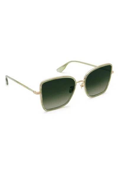 Krewe Women's Jolene Square Non-polarized Sunglasses In 12k Titanium + Selene In Green