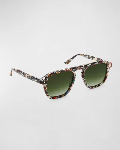 Krewe Zander Multicolor Acetate Aviator Sunglasses In Poppy Noir