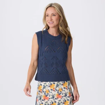 Krimson Klover Camille Sleeveless Pointelle Sweater In Blue