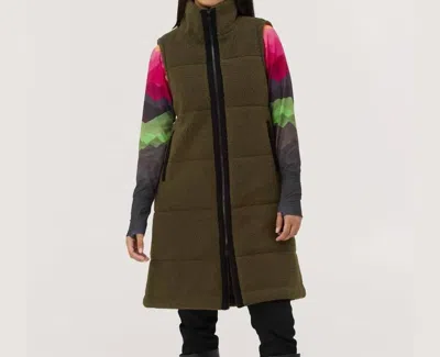 Krimson Klover Kira Fleece Long Vest In Hunter In Green