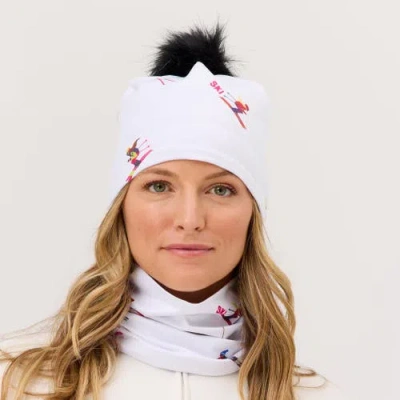 Krimson Klover Multi-skiers Illustrated Beanie In White