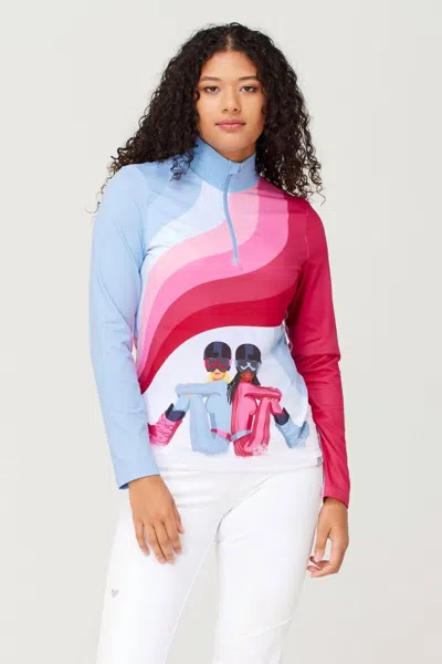 Krimson Klover Ski Disco Top In Blue/pink In Multi