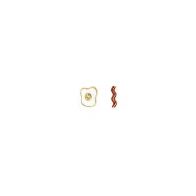 Kris Nations Women's Bacon And Egg Enamel Stud Earrings In Multicolor