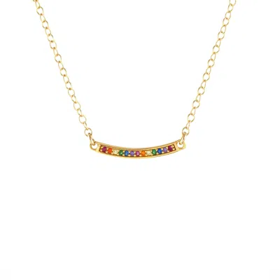 Kris Nations Women's Bar Rainbow Crystal Charm Necklace - Gold
