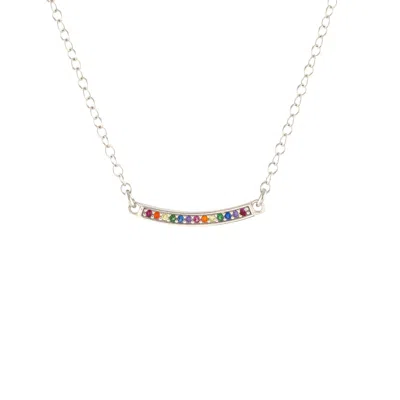 Kris Nations Women's Bar Rainbow Crystal Charm Necklace - Silver In Metallic