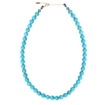 Kris Nations Women's Blue Turquoise Baller Gemstone Beaded Necklace