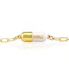 Kris Nations Women's Chill Pill Enamel Bracelet Gold Filled & White Enamel